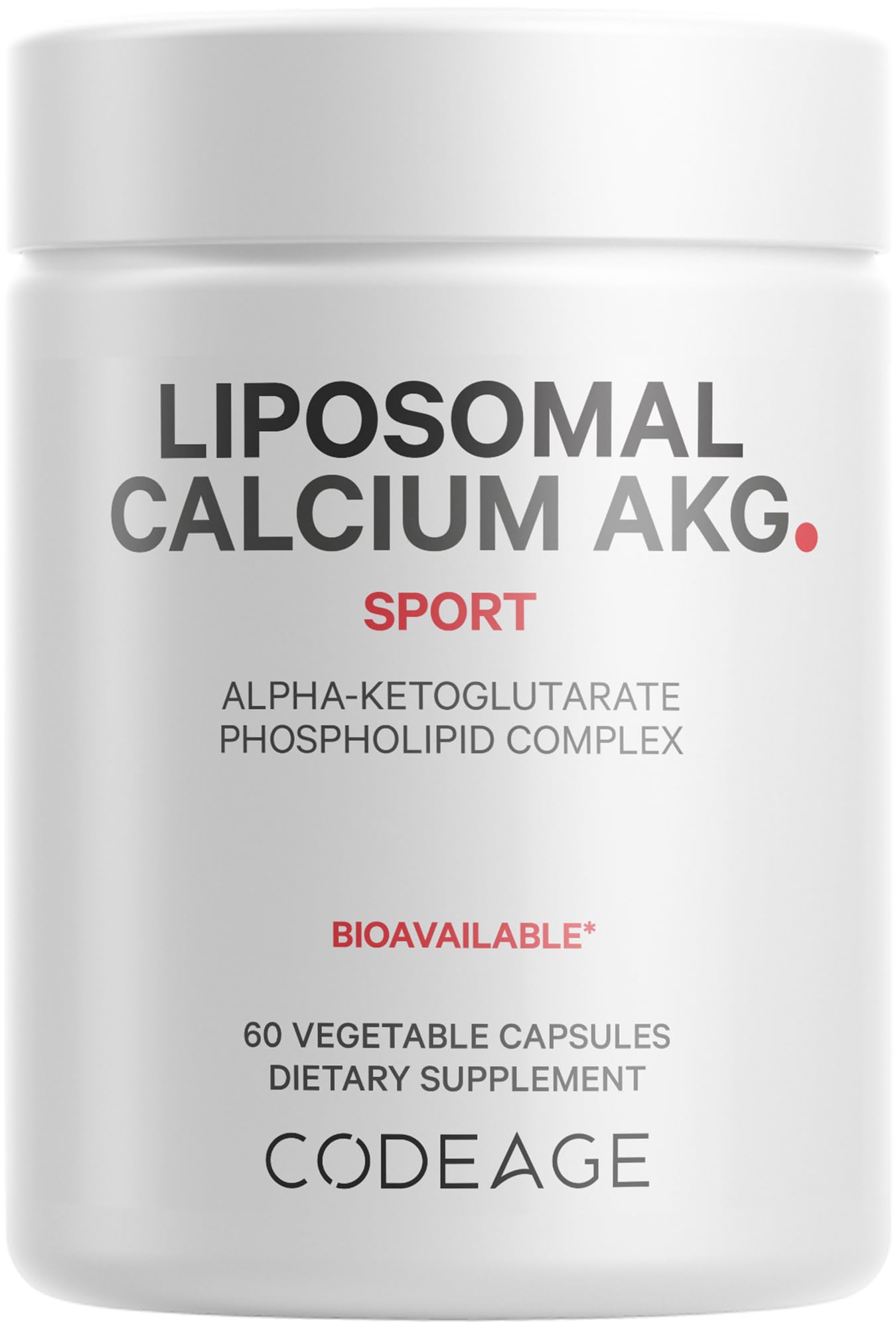 Codeage Liposomal Calcium AKG bottle showing product branding and packaging.