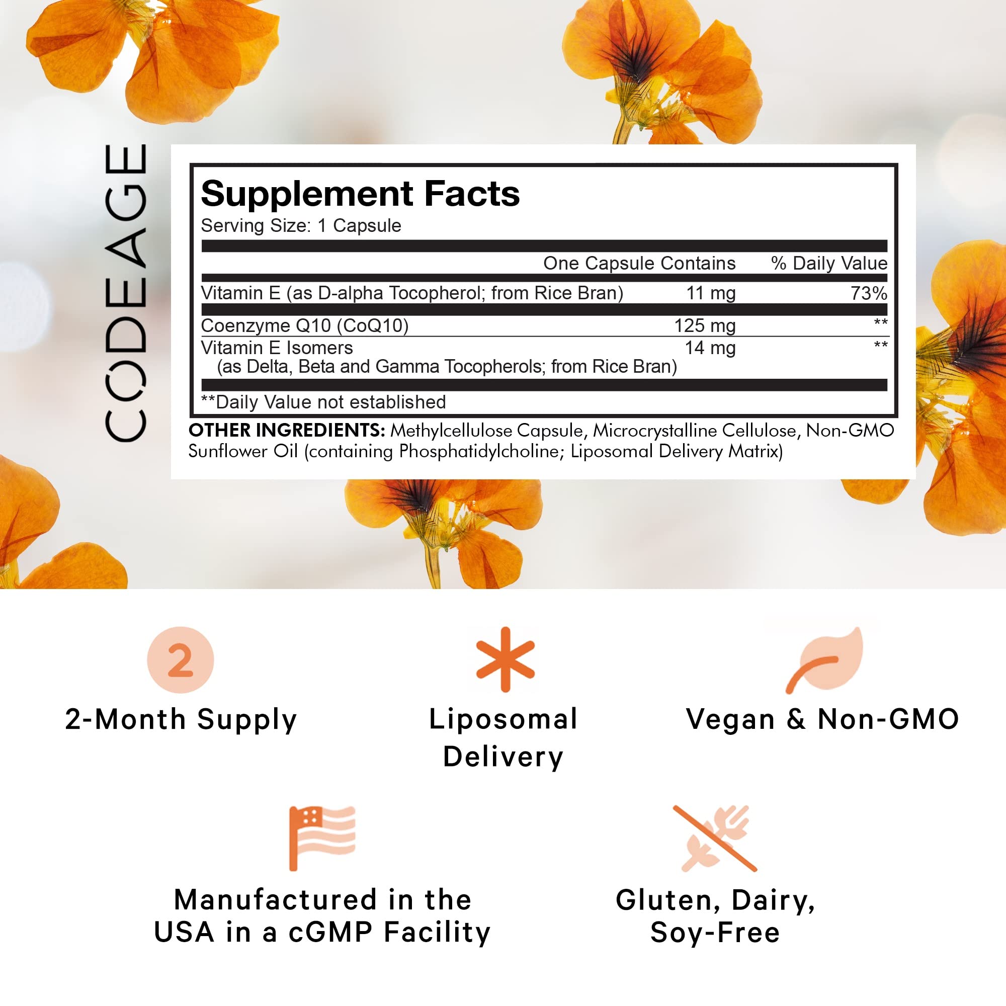 Codeage CoQ10 capsules in a bottle illustrating easy daily intake