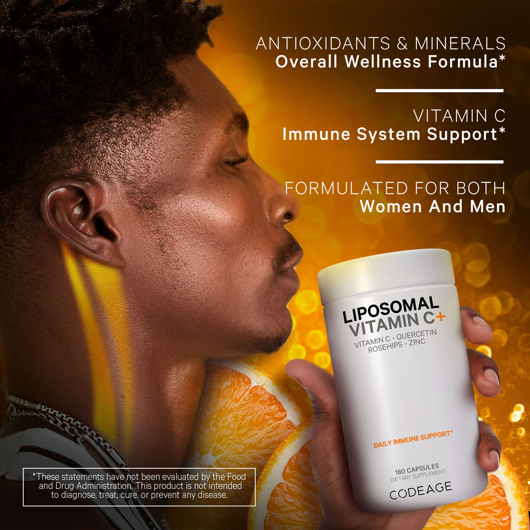 Codeage liposomal delivery system close-up emphasizing purity from sunflower lipids