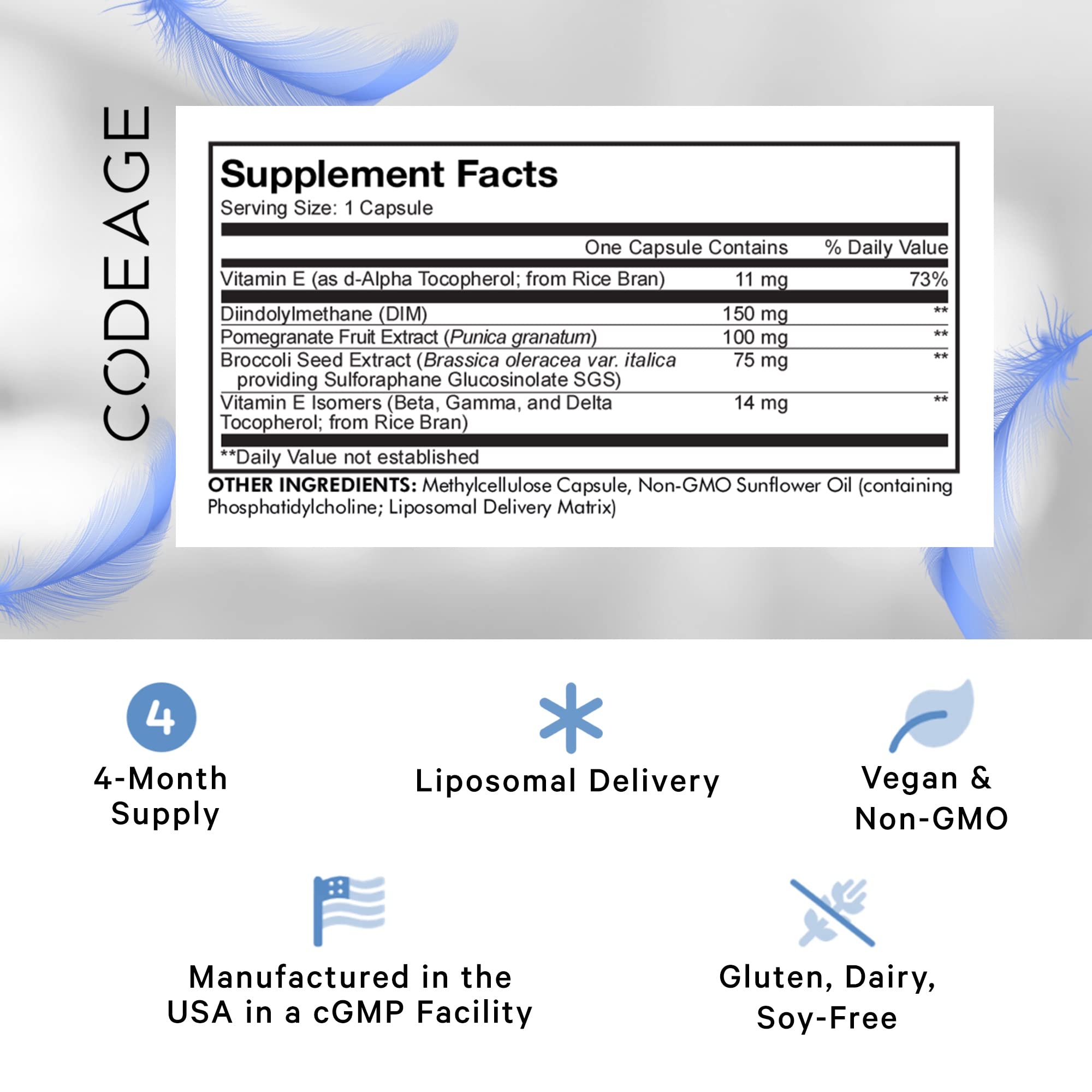 Close up of Codeage Liposomal DIM capsules for daily use