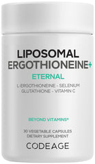 Codeage Liposomal Ergothioneine+ bottle: vegan antioxidant support in a convenient daily capsule.