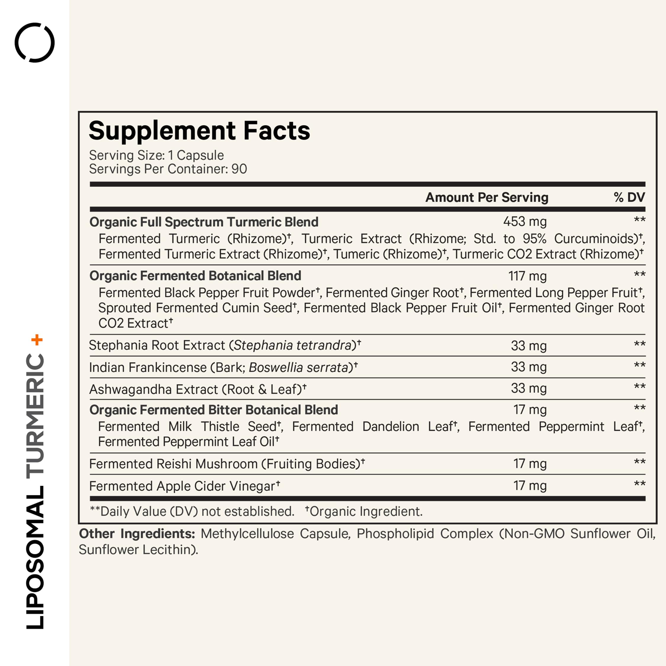 Codeage liposomal fermented turmeric capsules for improved nutrient absorption.