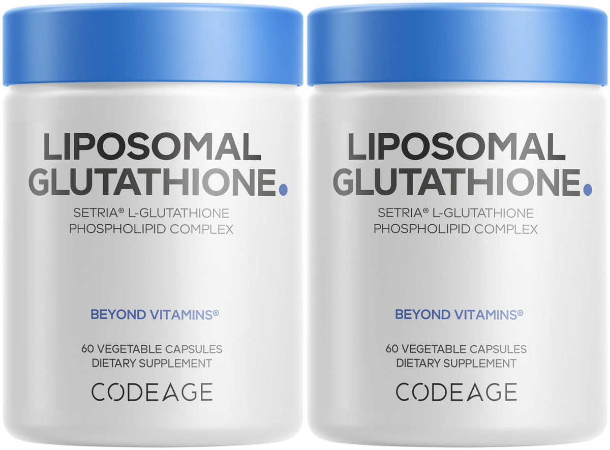 Codeage Liposomal Glutathione bottle with two-pack packaging for daily use.