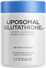 Codeage Liposomal Glutathione bottle on shelf with convenient daily capsules