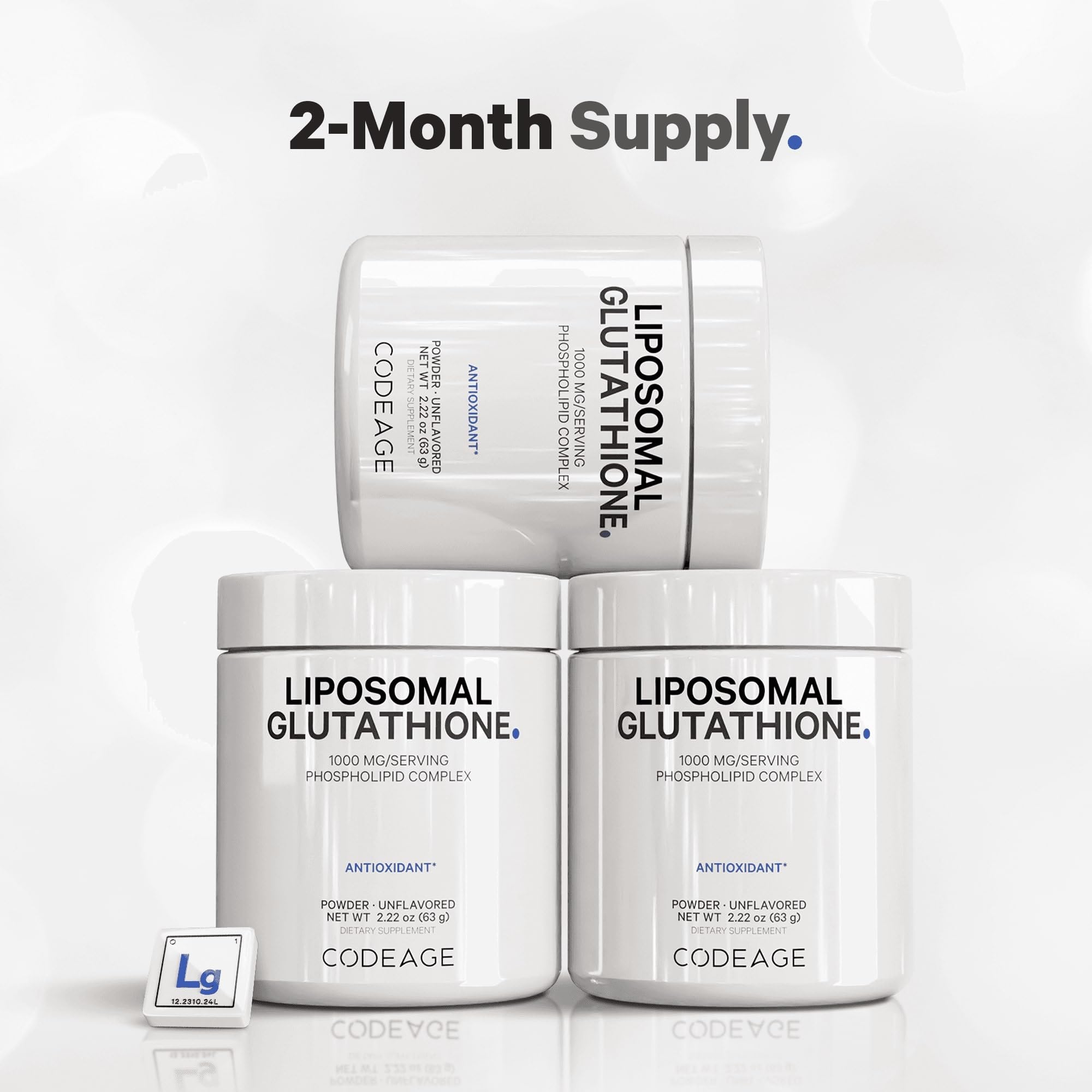 Codeage Liposomal Glutathione Powder vegan non-GMO dairy-free and gluten-free attributes.