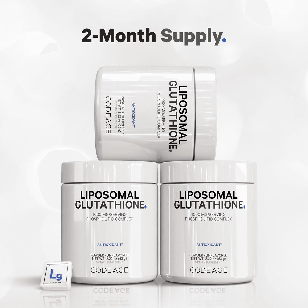 Codeage Liposomal Glutathione Powder vegan non-GMO dairy-free and gluten-free attributes.
