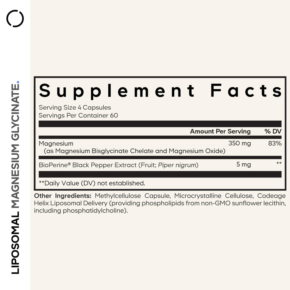 Codeage Liposomal Magnesium Glycinate capsules offer an easy-to-swallow vegan chelate.