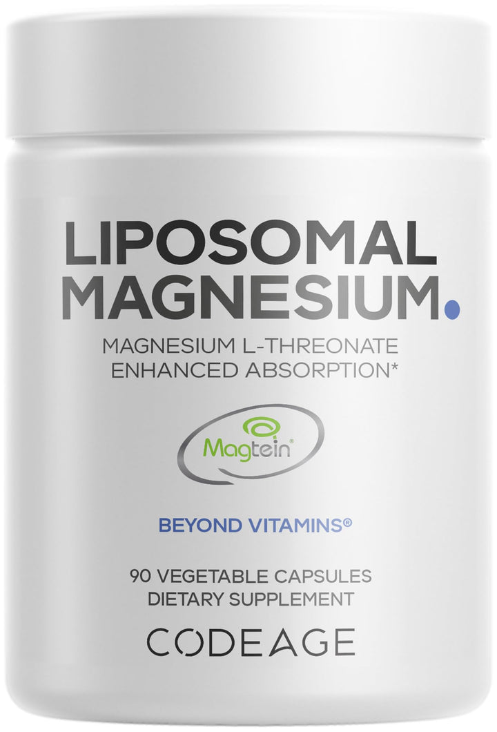 Codeage Liposomal Magnesium L-Threonate bottle with Magtein for brain health support.