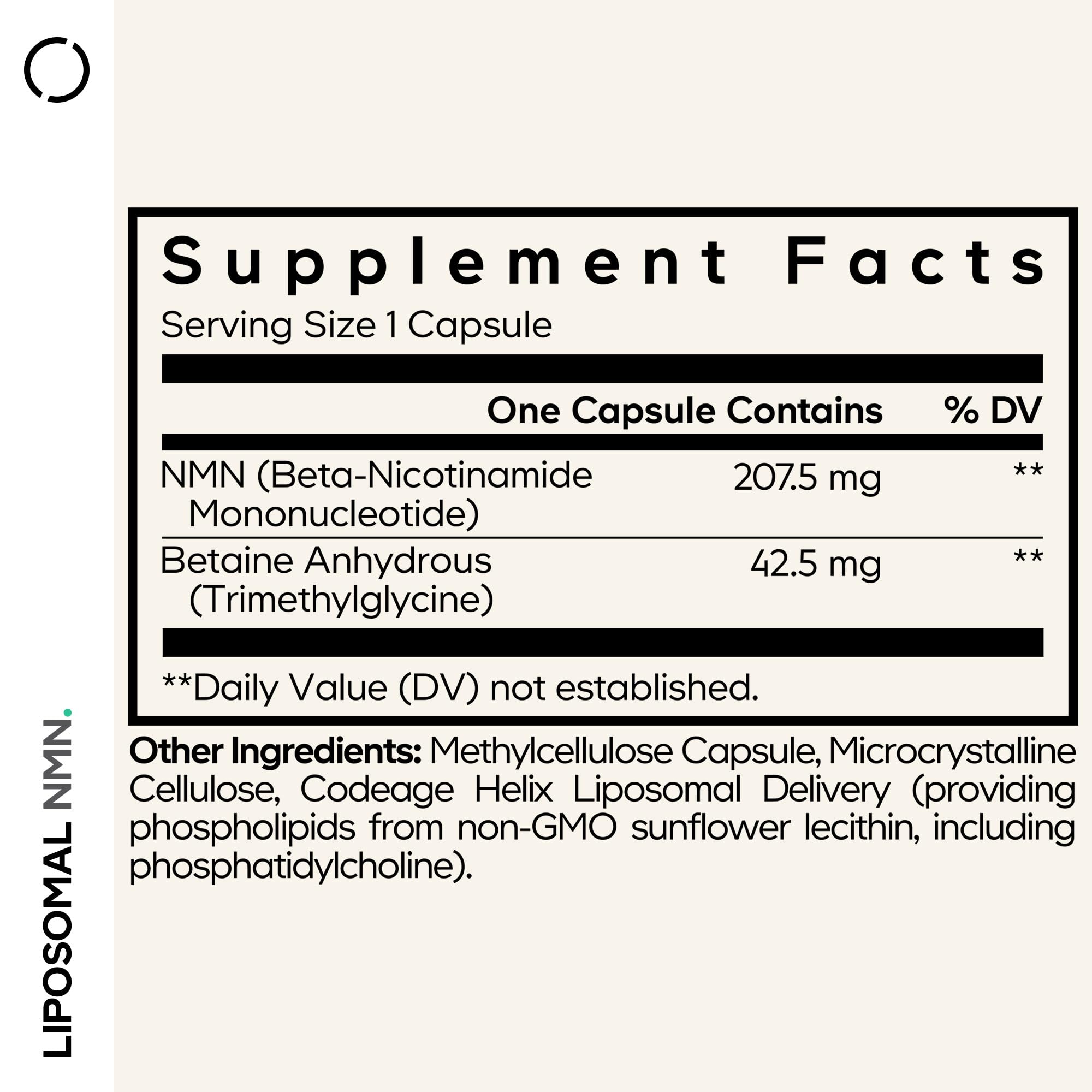 Codeage Liposomal NMN & TMG bottle on shelf for easy daily use.