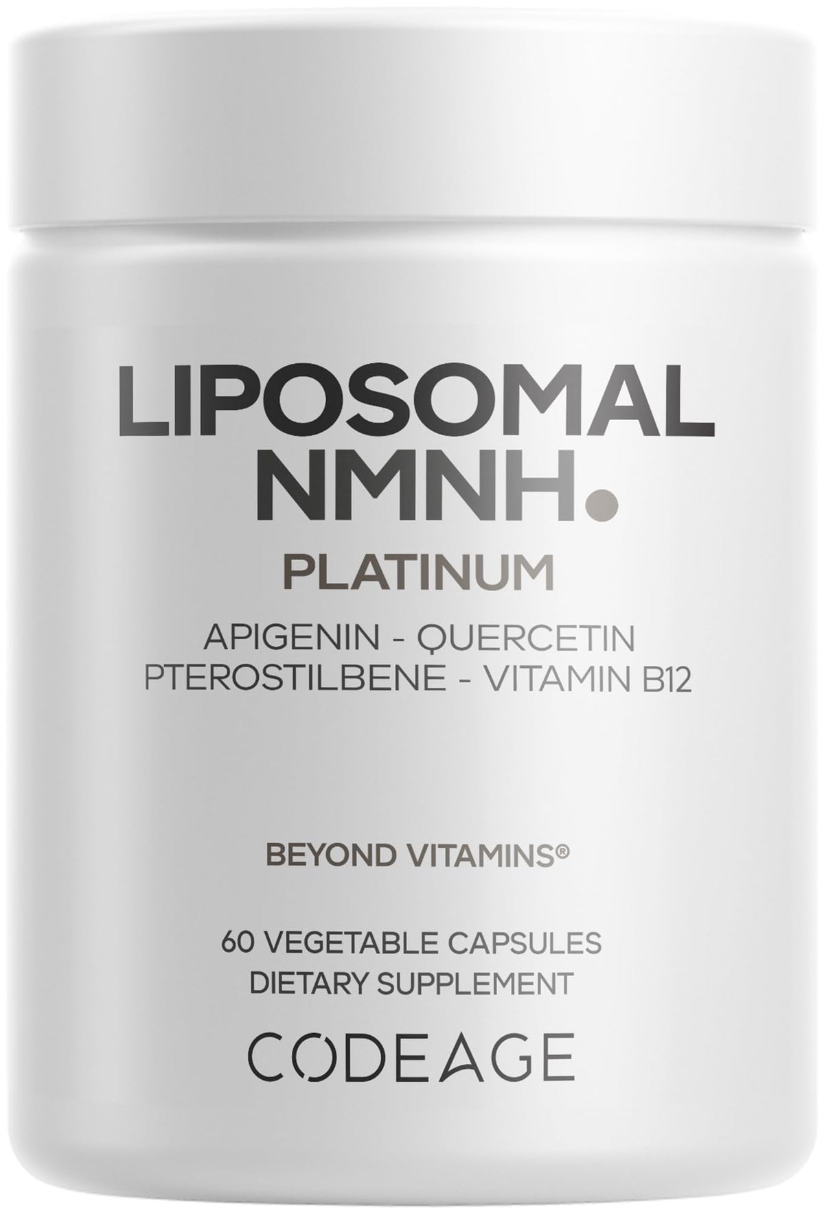 Codeage Liposomal NMNH Platinum bottle with capsules for easy daily NAD+ precursor intake.