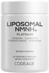 Codeage Liposomal NMNH Platinum bottle with capsules for easy daily NAD+ precursor intake.
