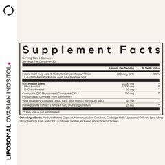 Codeage Liposomal Ovarian Inositol+ capsules close-up highlighting premium liposomal delivery.