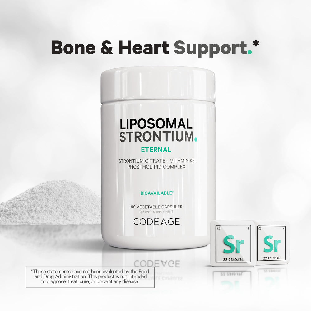 Codeage Liposomal Strontium gluten-free badge reassures dietary compatibility.