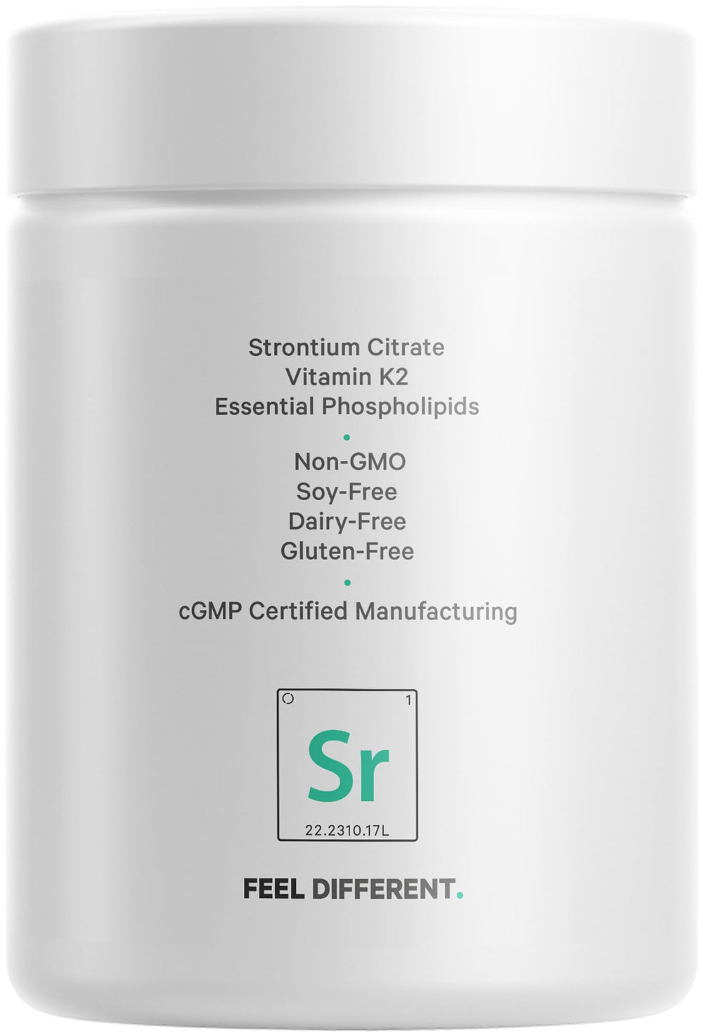 Codeage Liposomal Strontium supplement packaging back panel reviews usage details.