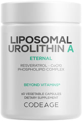 Codeage Liposomal Urolithin A bottle with convenient daily capsules for wellness.