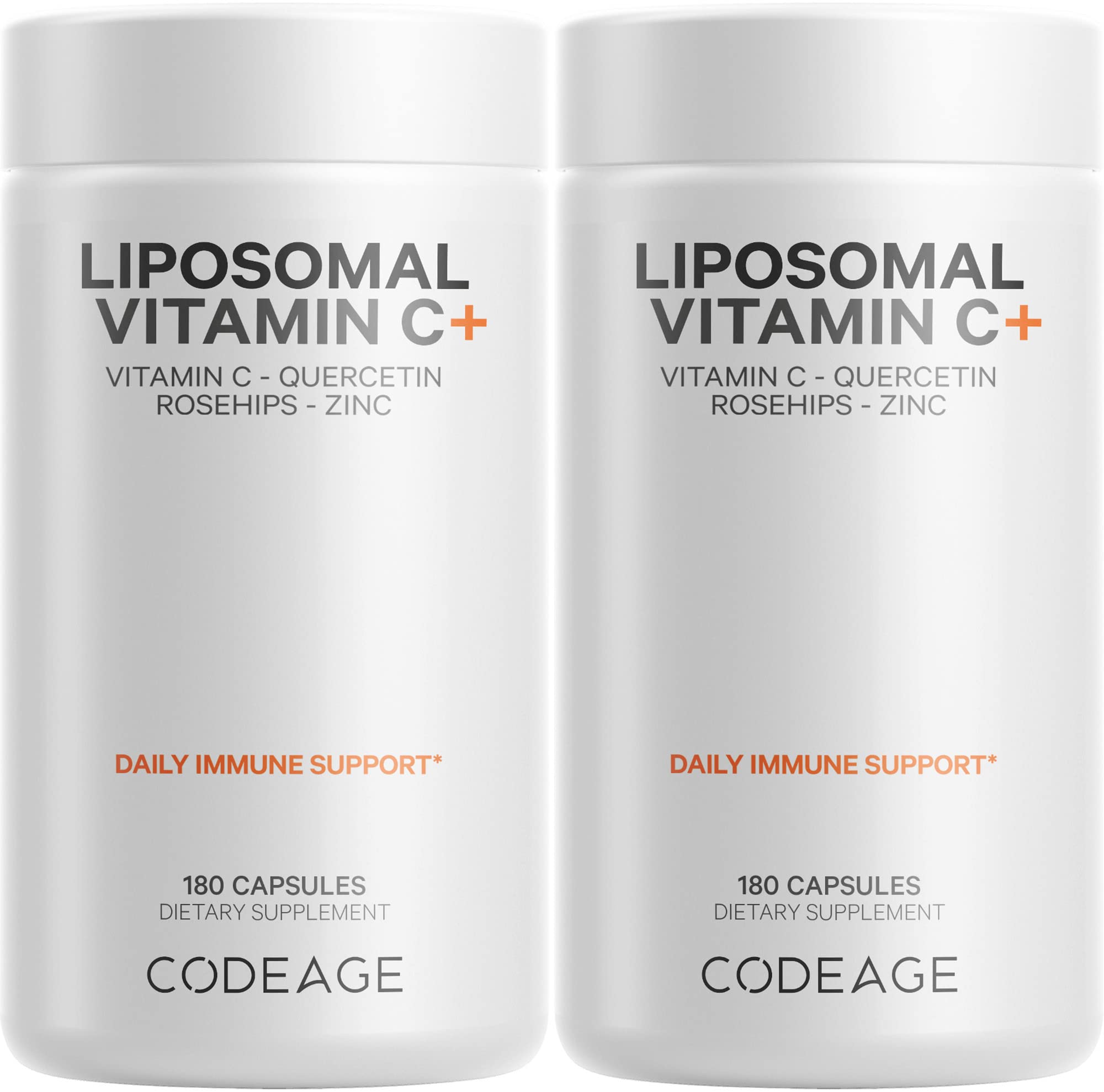 Codeage liposomal vitamin C bottle and capsules showing high-dose daily formula