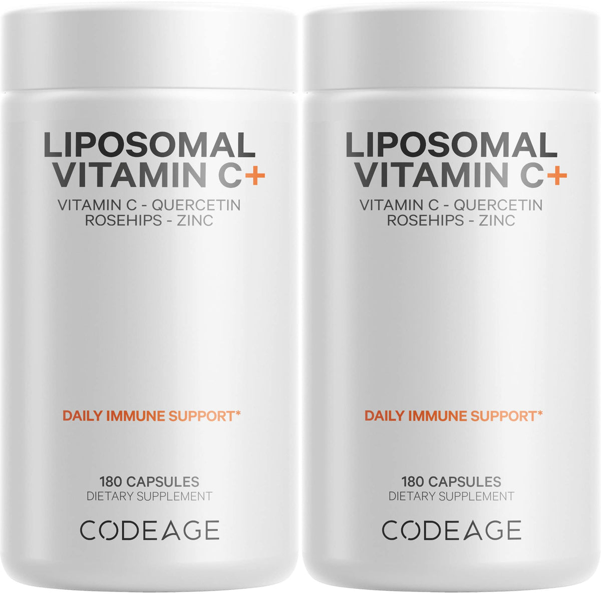 Codeage liposomal vitamin C bottle and capsules showing high-dose daily formula