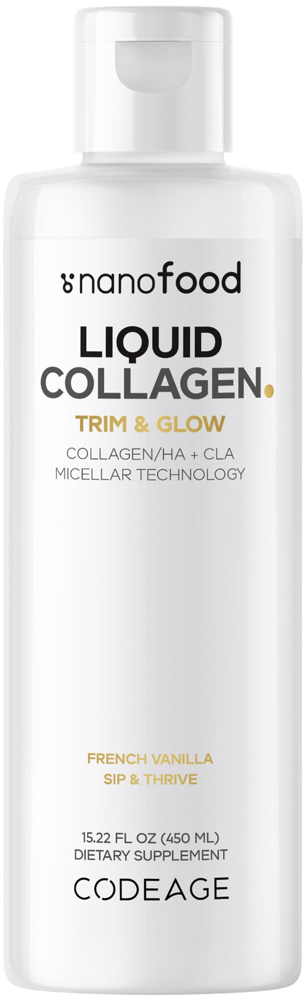 Codeage Liquid Collagen Vanilla Bottle shows the vanilla flavor for daily beauty support.