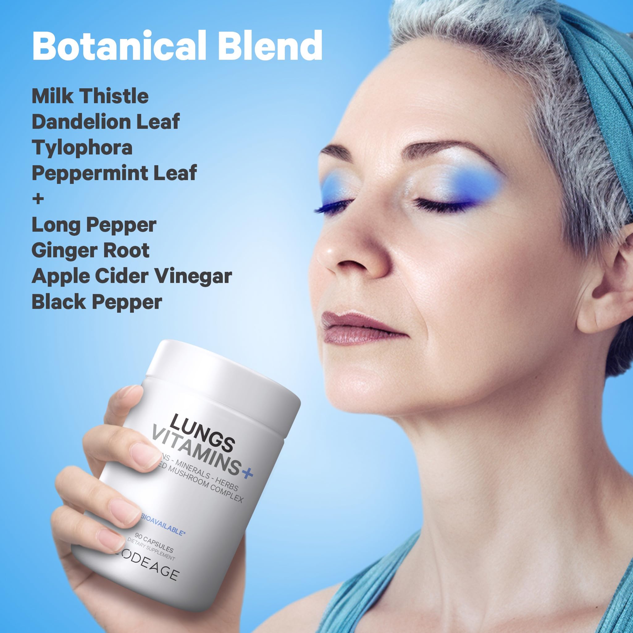 Codeage Lungs organic botanicals blend and peppermint leaf.