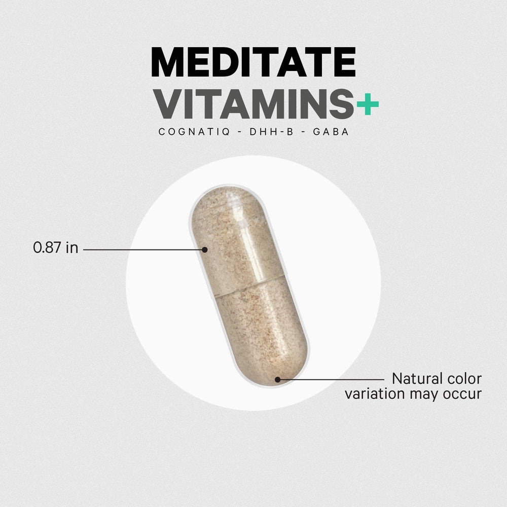 Codeage Meditate with organic mushrooms image highlighting Lion's Mane, Cordyceps, Reishi.