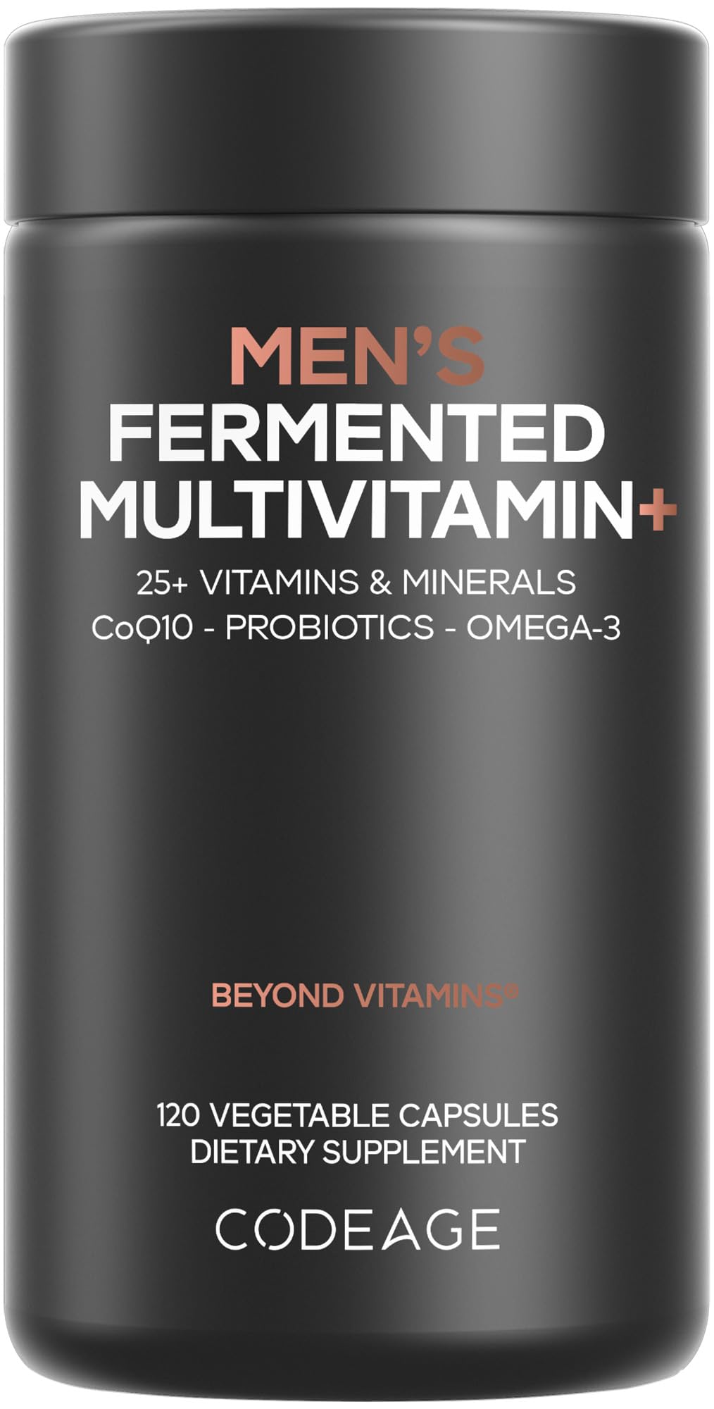 Codeage Men’s Daily Multivitamin bottle front supports daily energy and vitality