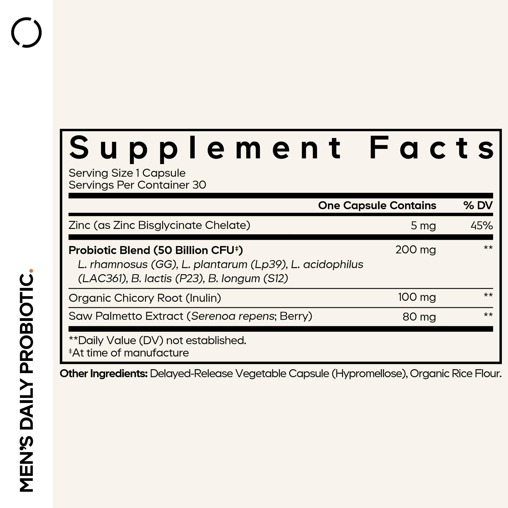Codeage probiotic capsule close-up highlighting shelf-stable, one-capsule-per-day convenience.