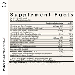 Codeage Men's Multivitamin 50 label shows transparent ingredient details.