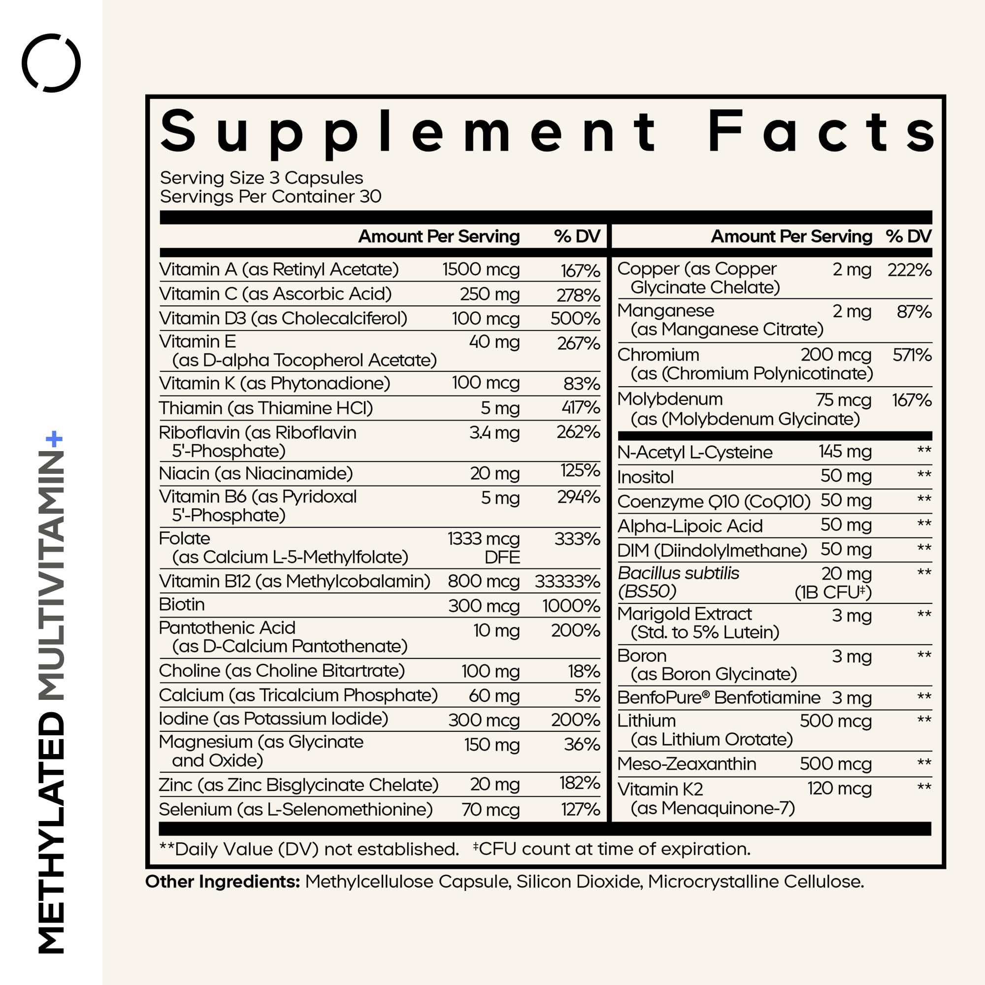 Close-up of Codeage Methylated Multivitamin pills for easy daily intake
