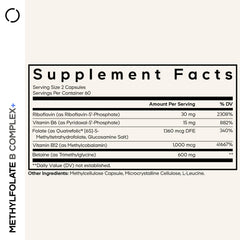 Codeage Methylfolate B Complex capsules close-up showing active vitamins.
