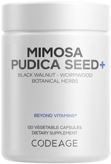 Codeage Mimosa Pudica Seed Capsules bottle view showing product packaging for daily vegan support