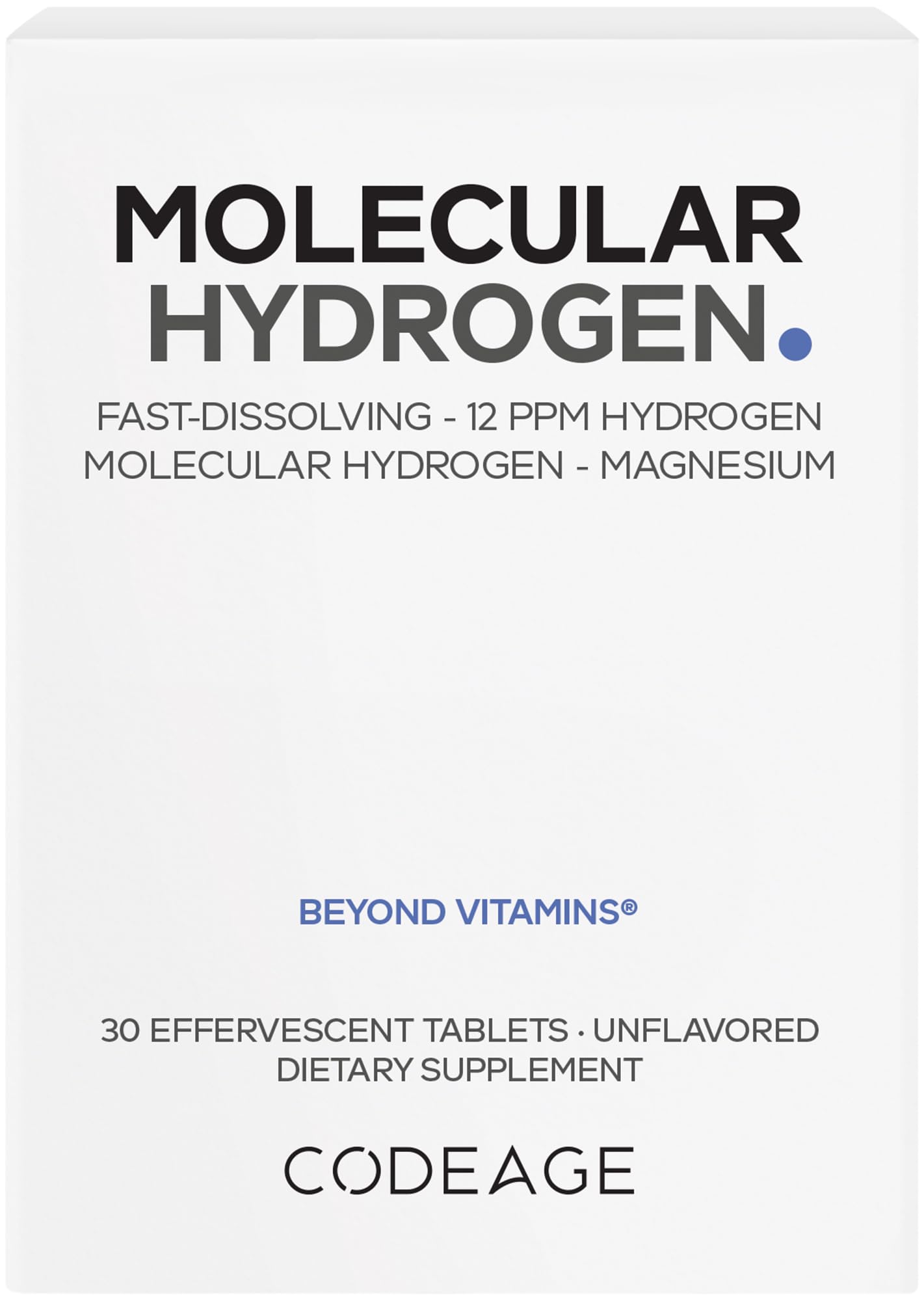 Codeage Molecular Hydrogen tablet dissolving in water for fast hydration.