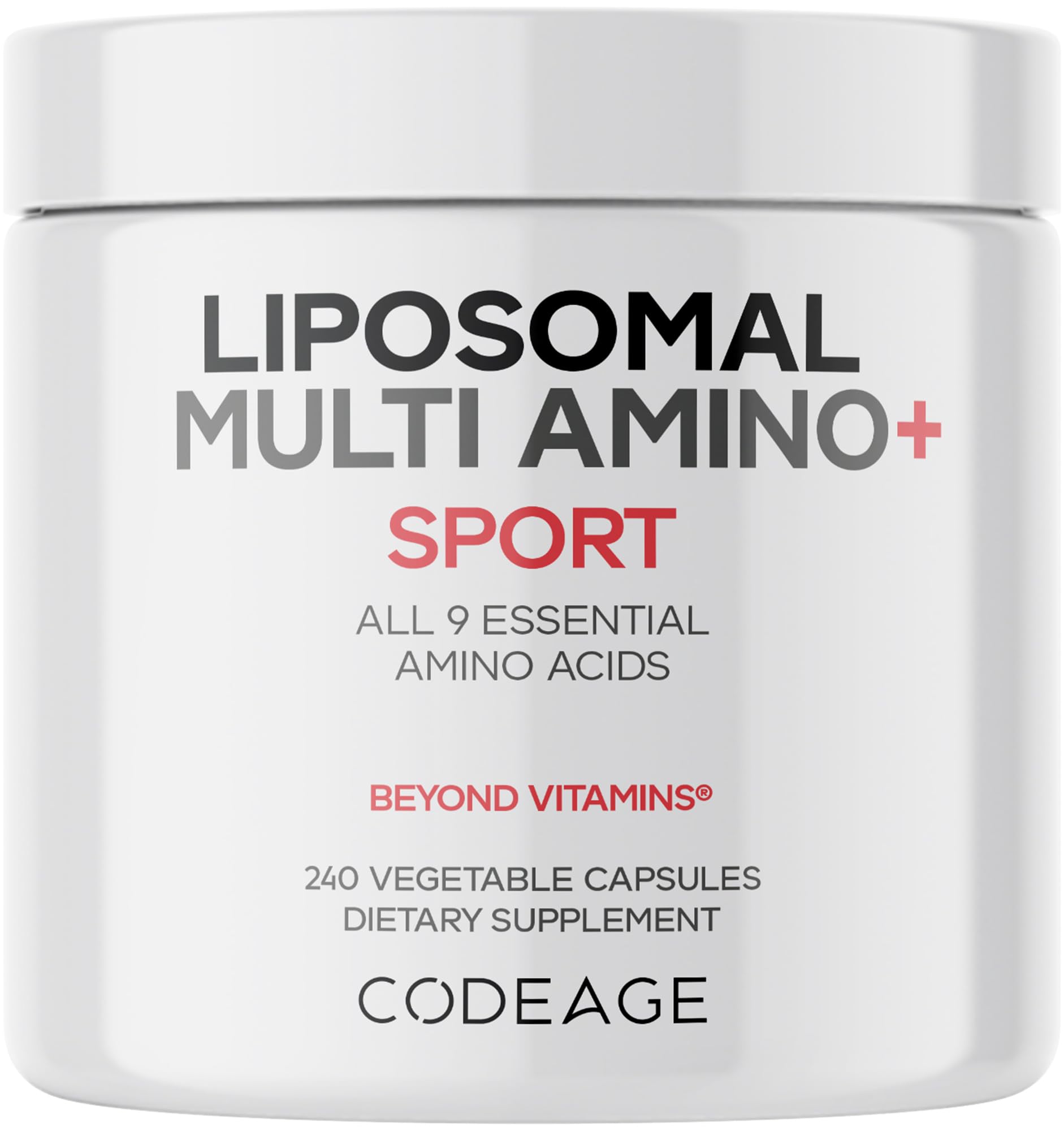Codeage Multi Amino+ bottle showing full essential amino acids on the label.