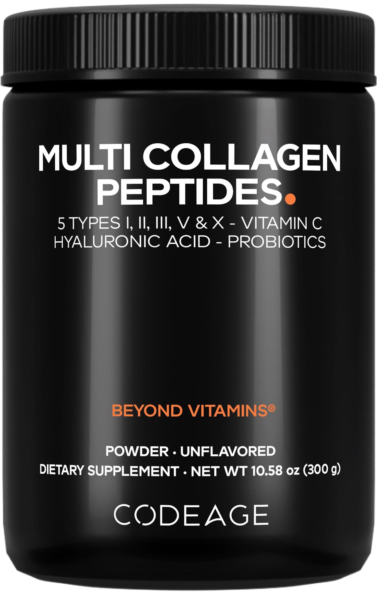 Codeage Multi Collagen Black Edition tub, comprehensive daily collagen blend for wellness.