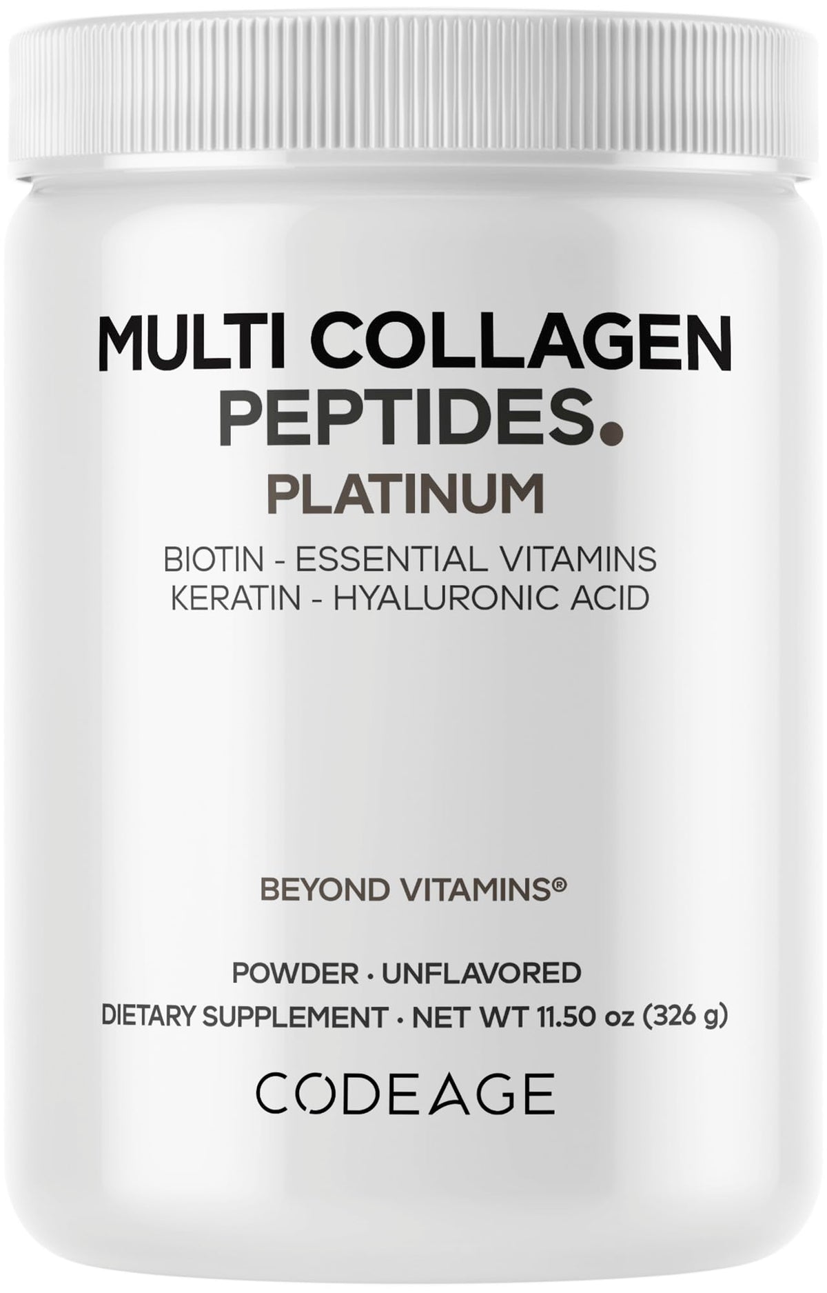 Codeage Multi Collagen bottle front shows 5-type formula for versatile daily collagen support.