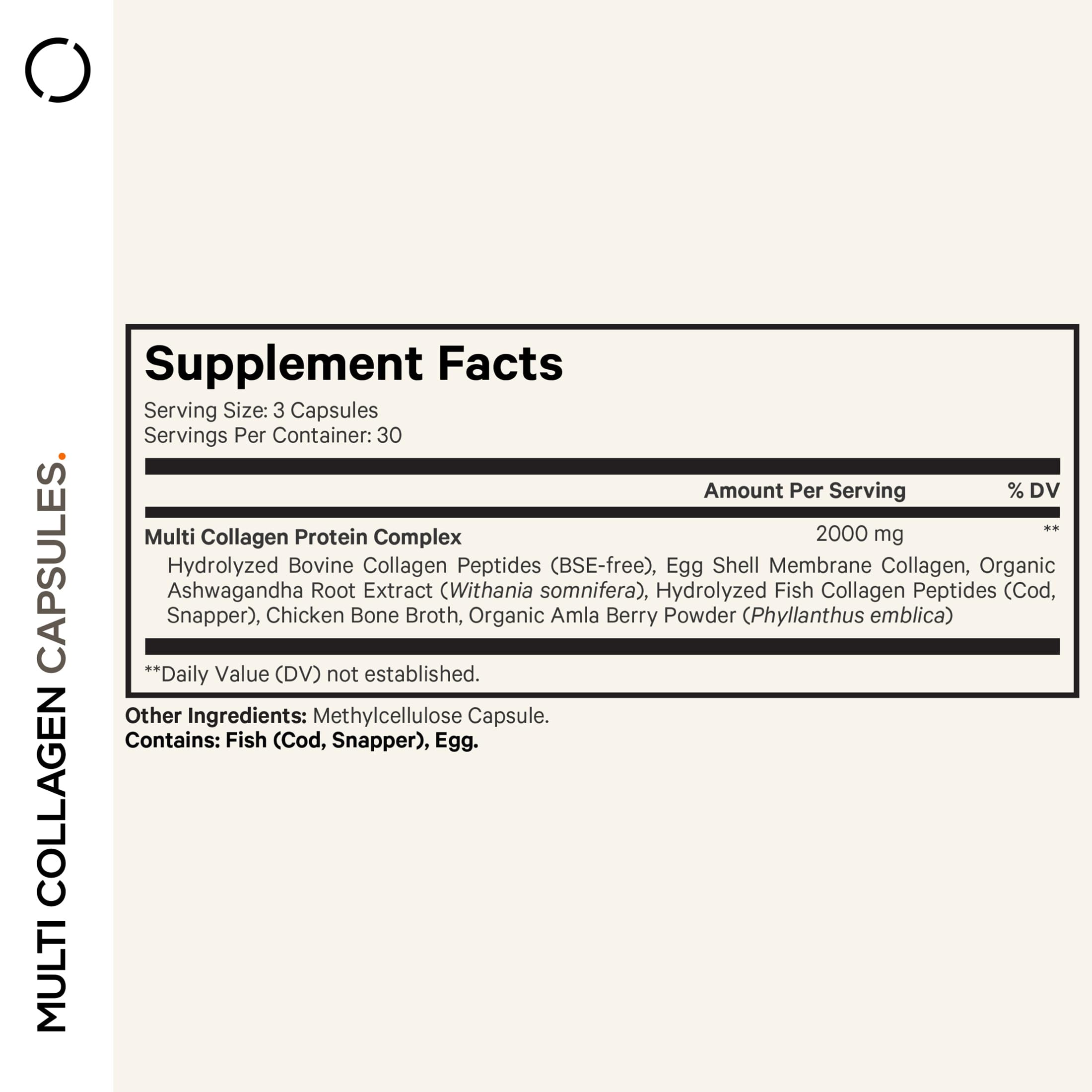 Codeage Multi Collagen Capsules close-up showing capsule texture and hydrolyzed collagen.