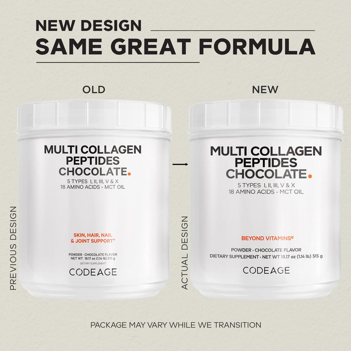 Codeage Multi Collagen Chocolate being whisked into a shake for flavor and nutrients.