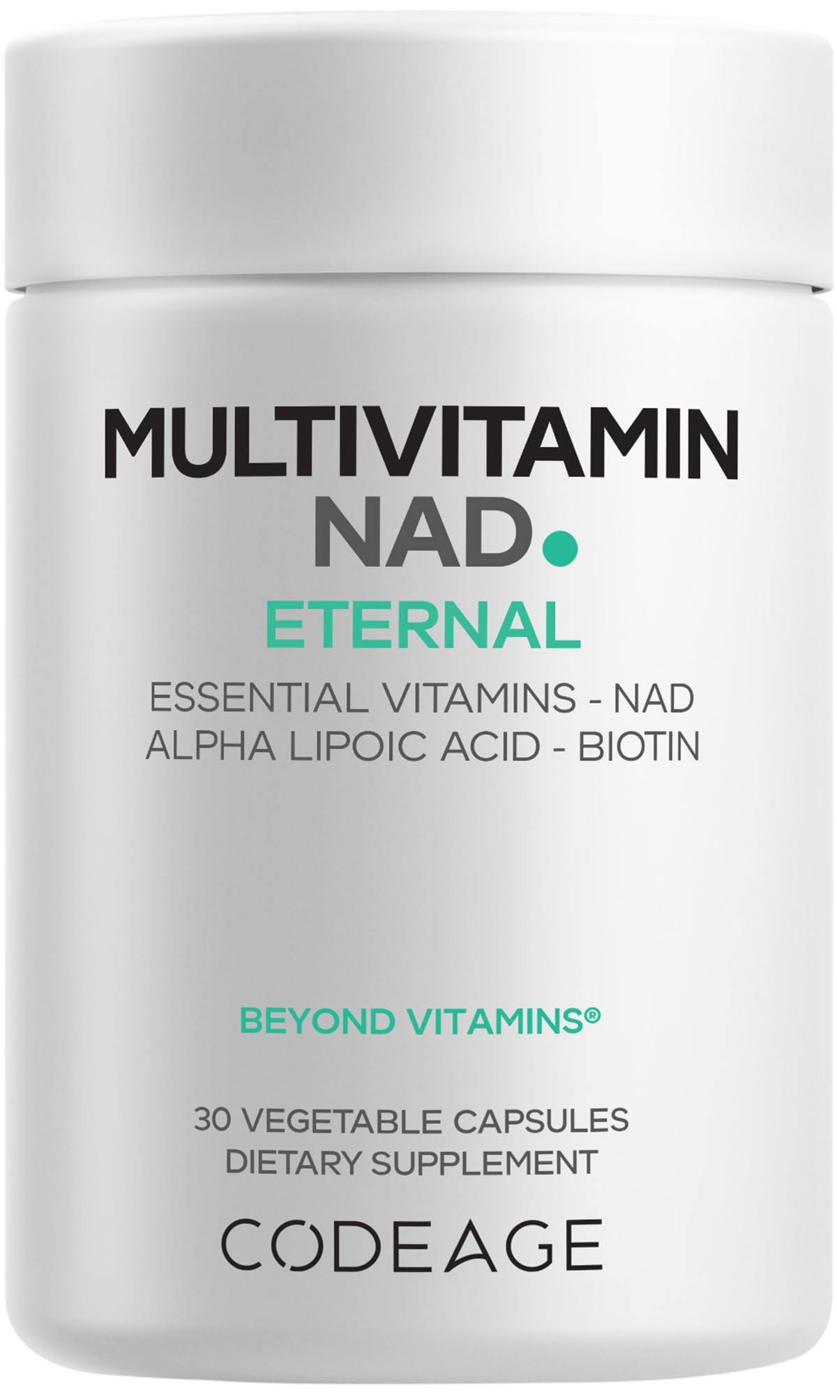 Codeage multivitamin NAD bottle on shelf highlighting a complete daily nutrient blend