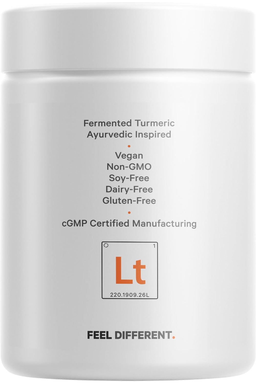 Codeage non-GMO, dairy-free, gluten-free, soy-free turmeric capsules for daily use.