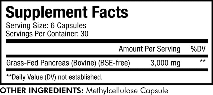 Close-up of Codeage pancreas capsules showing freeze-dried, nutrient-preserving formula