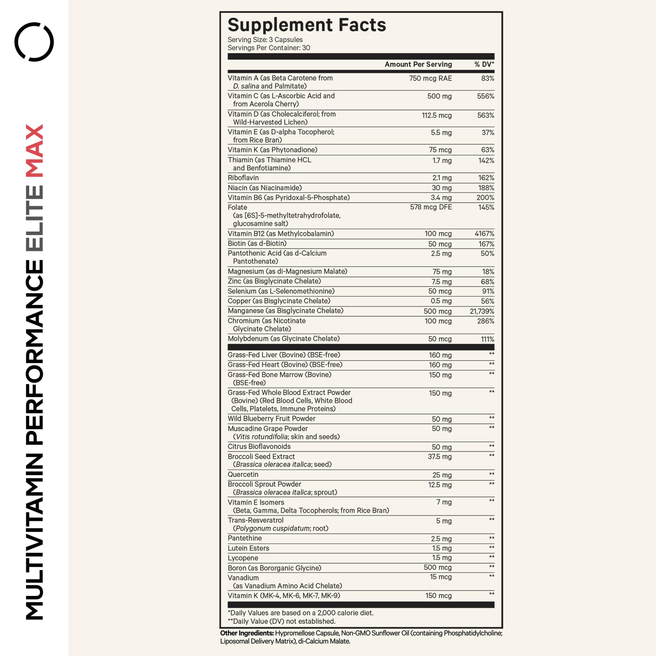 Codeage Performance Elite Max capsules closeup highlighting nutrient-rich formula for vitality