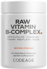 Codeage Raw Vitamin B-Complex bottle supports daily wellness.