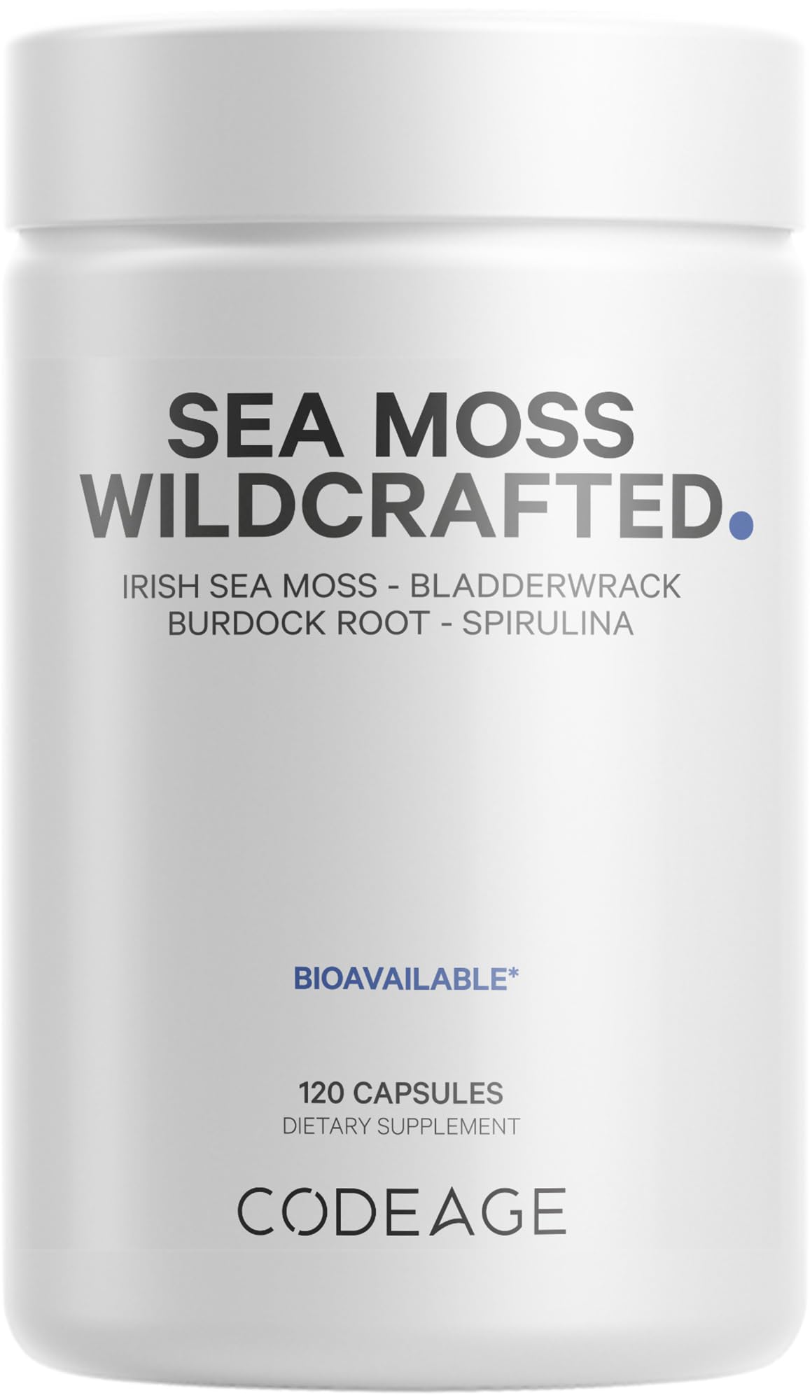Codeage sea moss capsules bottle supports daily wellness