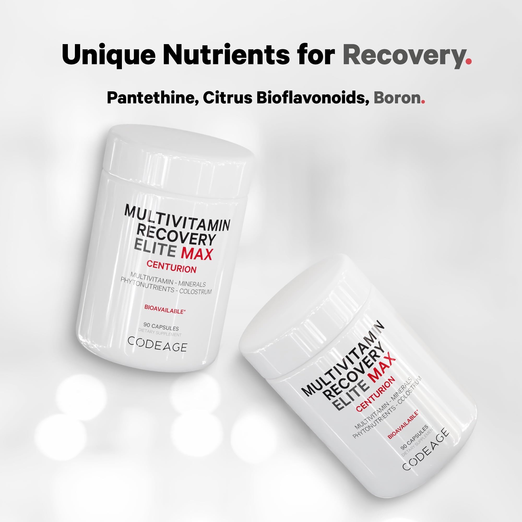Codeage Recovery Elite Max ingredients scene featuring minerals and antioxidants