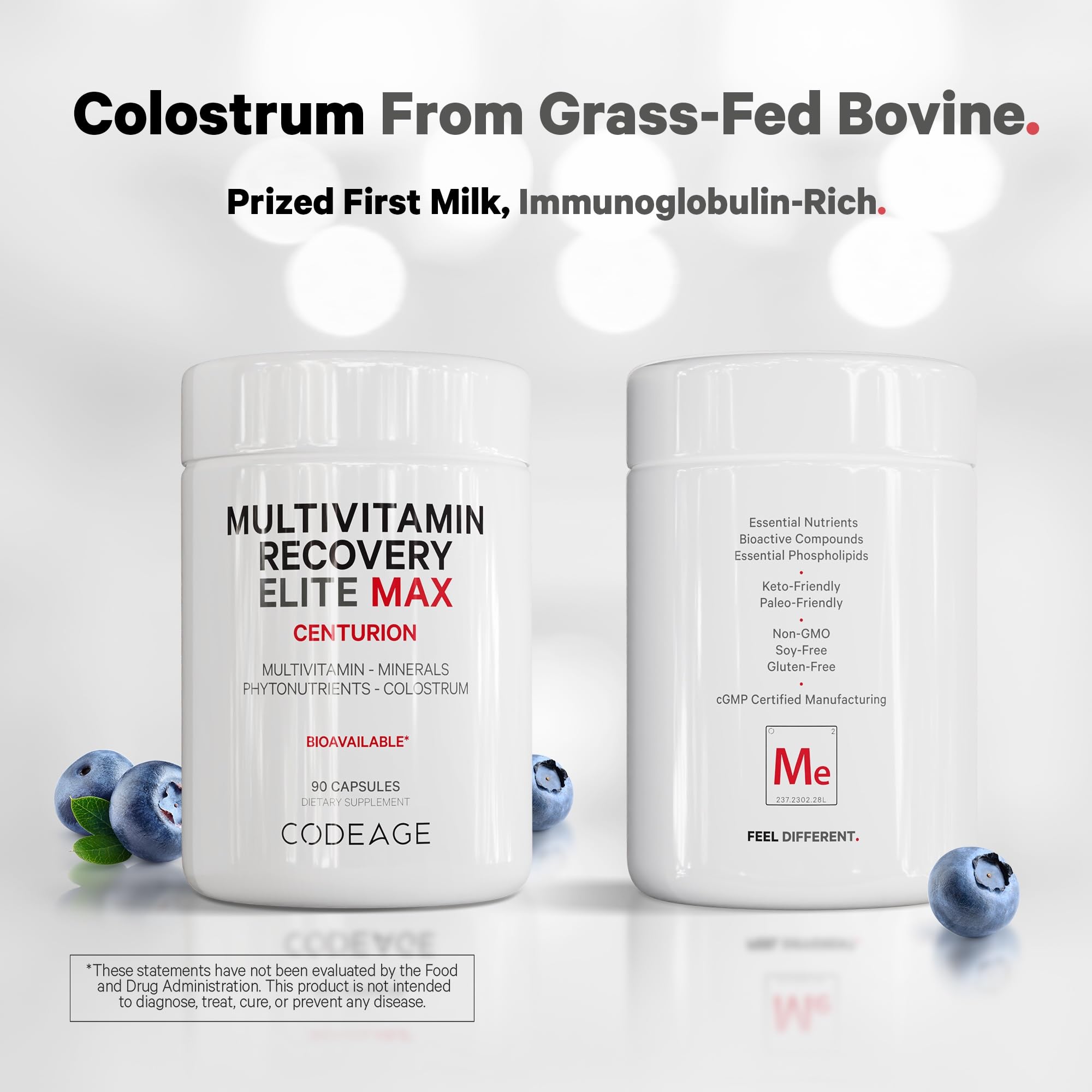 Codeage Recovery Elite Max label zoom highlighting ingredients and non-GMO formulation
