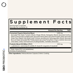 Codeage SBO Probiotic+ six strains illustration highlights diverse gut-supporting strains