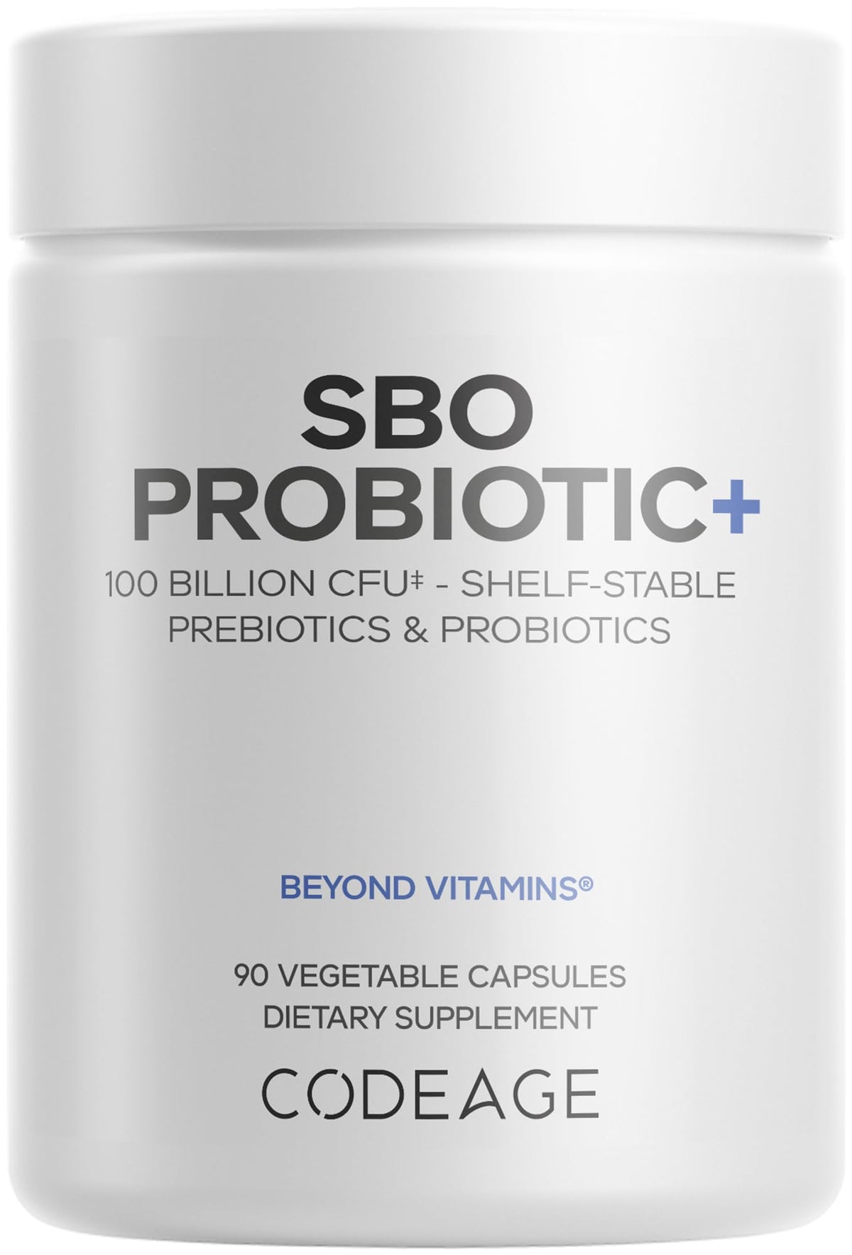 Codeage SBO Probiotics bottle front with multi-strain formula.