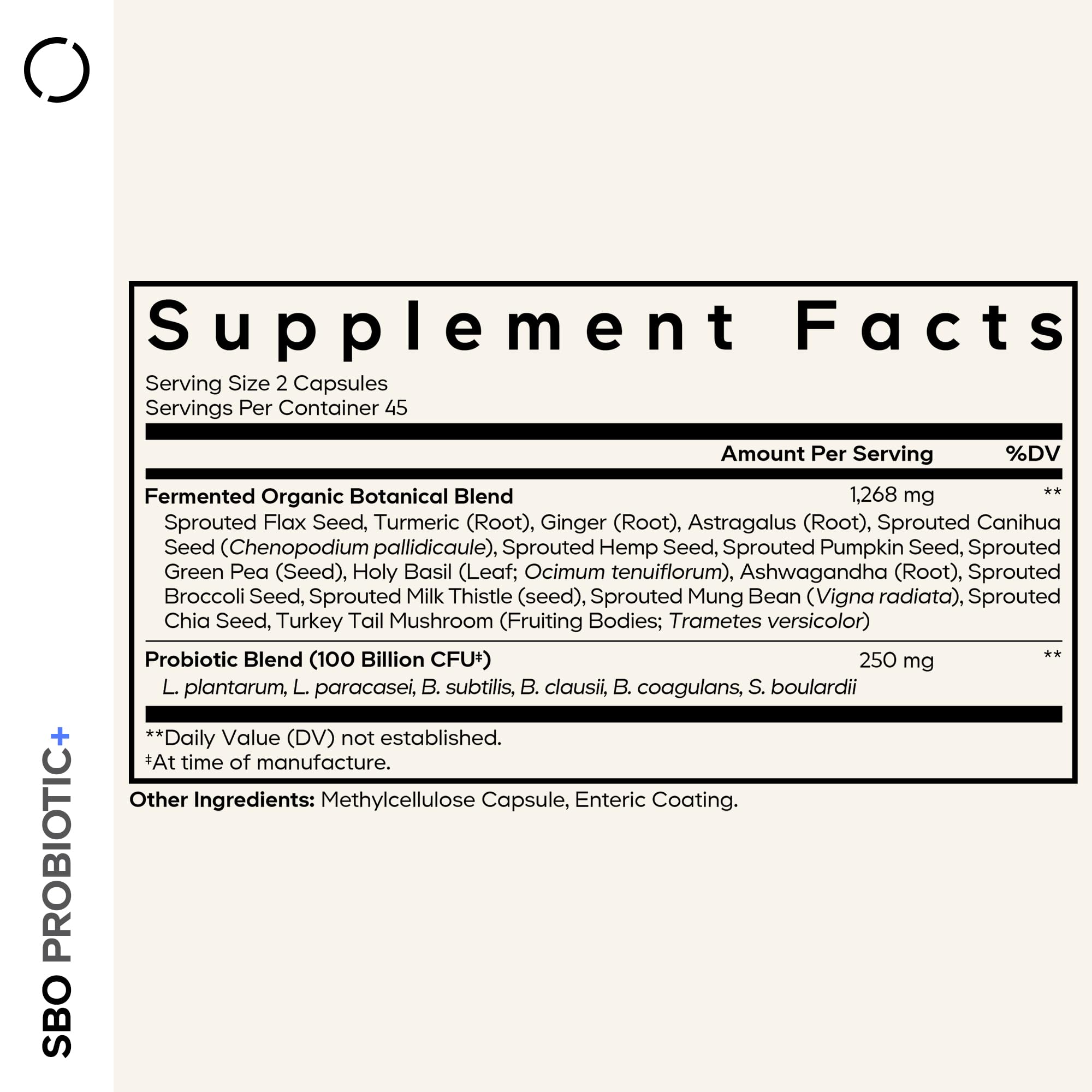 Codeage SBO Probiotics capsules close-up for daily use.