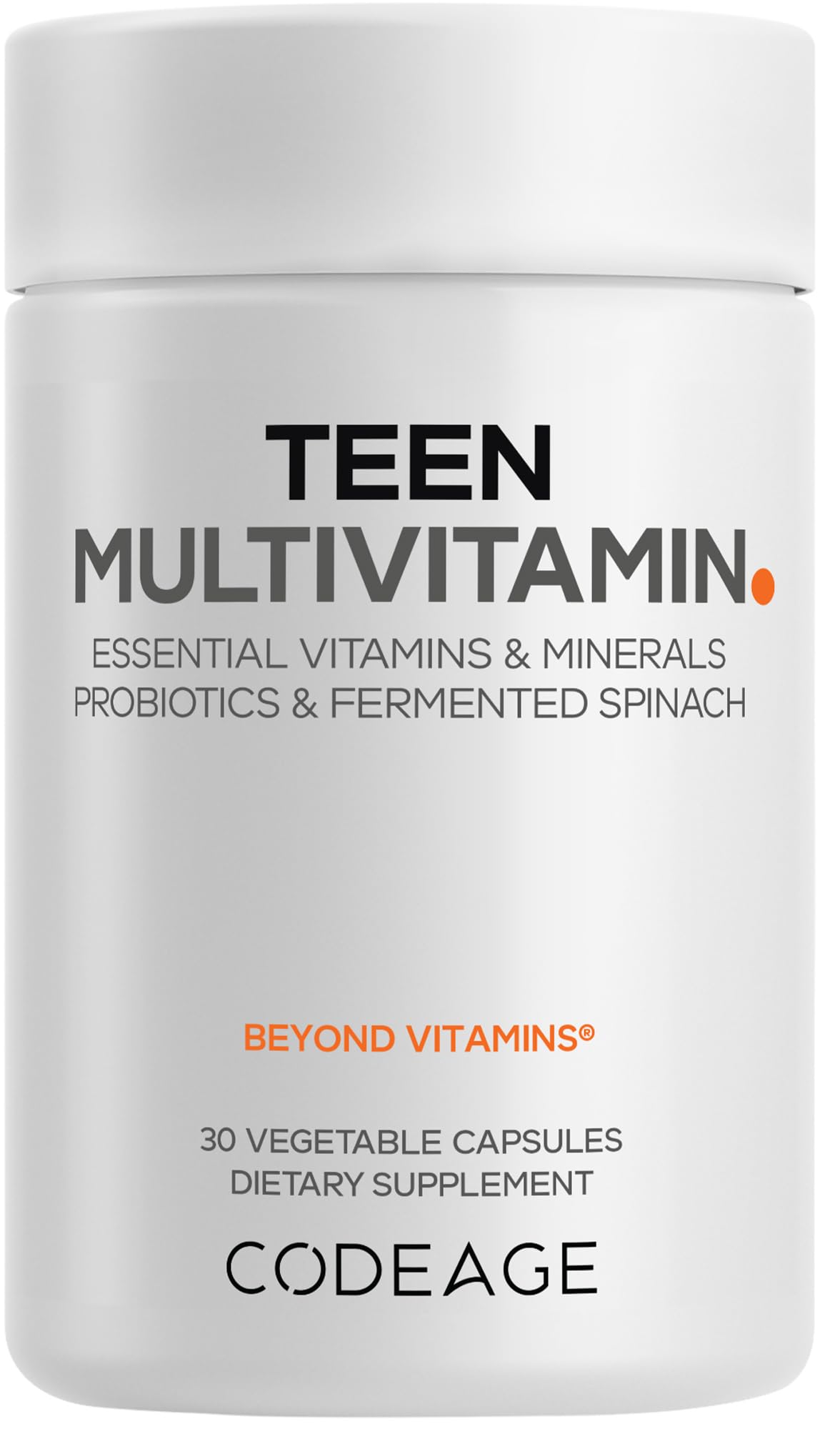 Codeage Teen Multivitamin bottle front with teen-friendly design for daily wellness
