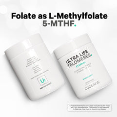 Codeage Ultra Life Telomeres capsules closeup shows small, easy-to-swallow capsules.