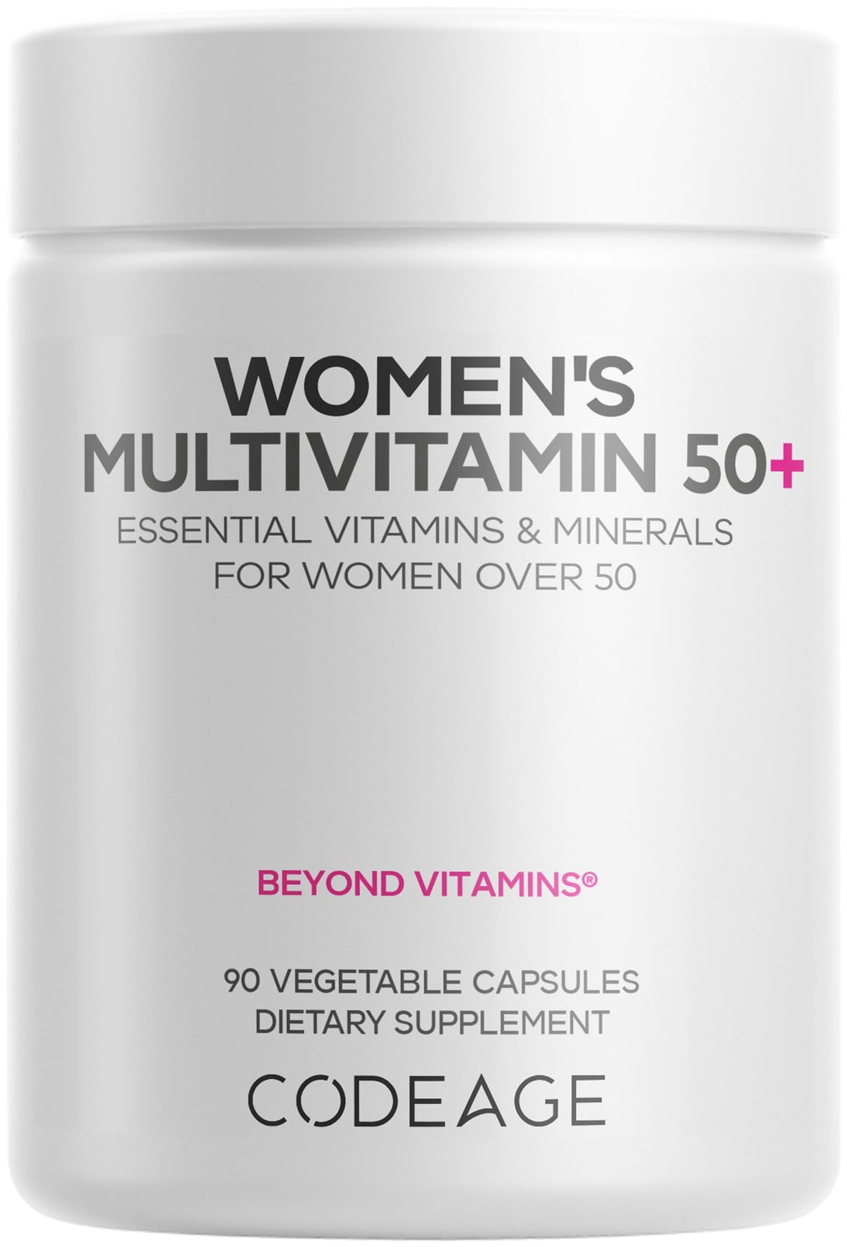 Codeage Women’s Multivitamin 50plus bottle with daily vitamins for mature women.